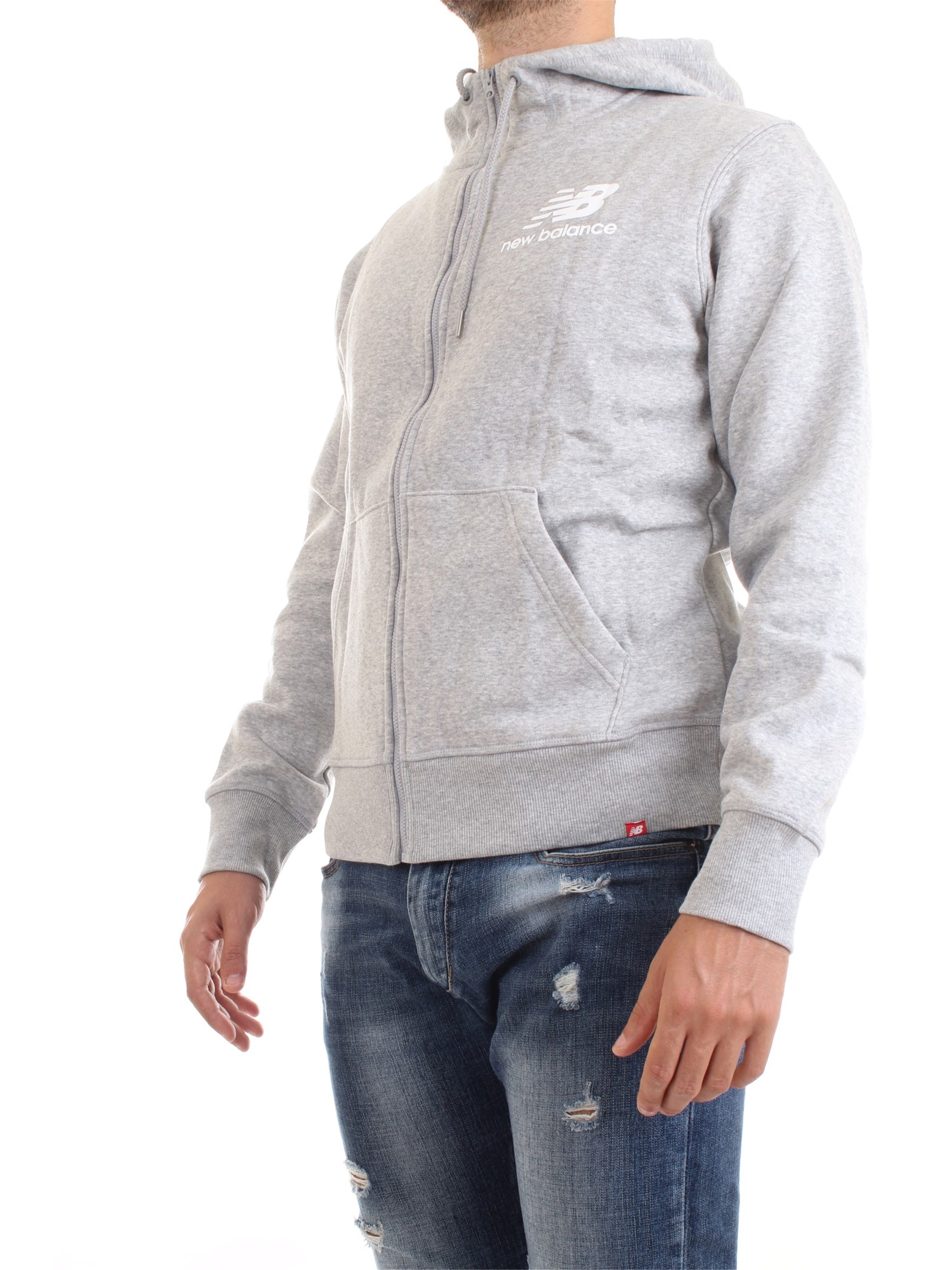 NEW BALANCE MJ03580 Grey Clothing Man Sweater NEW BALANCE MJ03580 Grey Clothing Man Sweater
