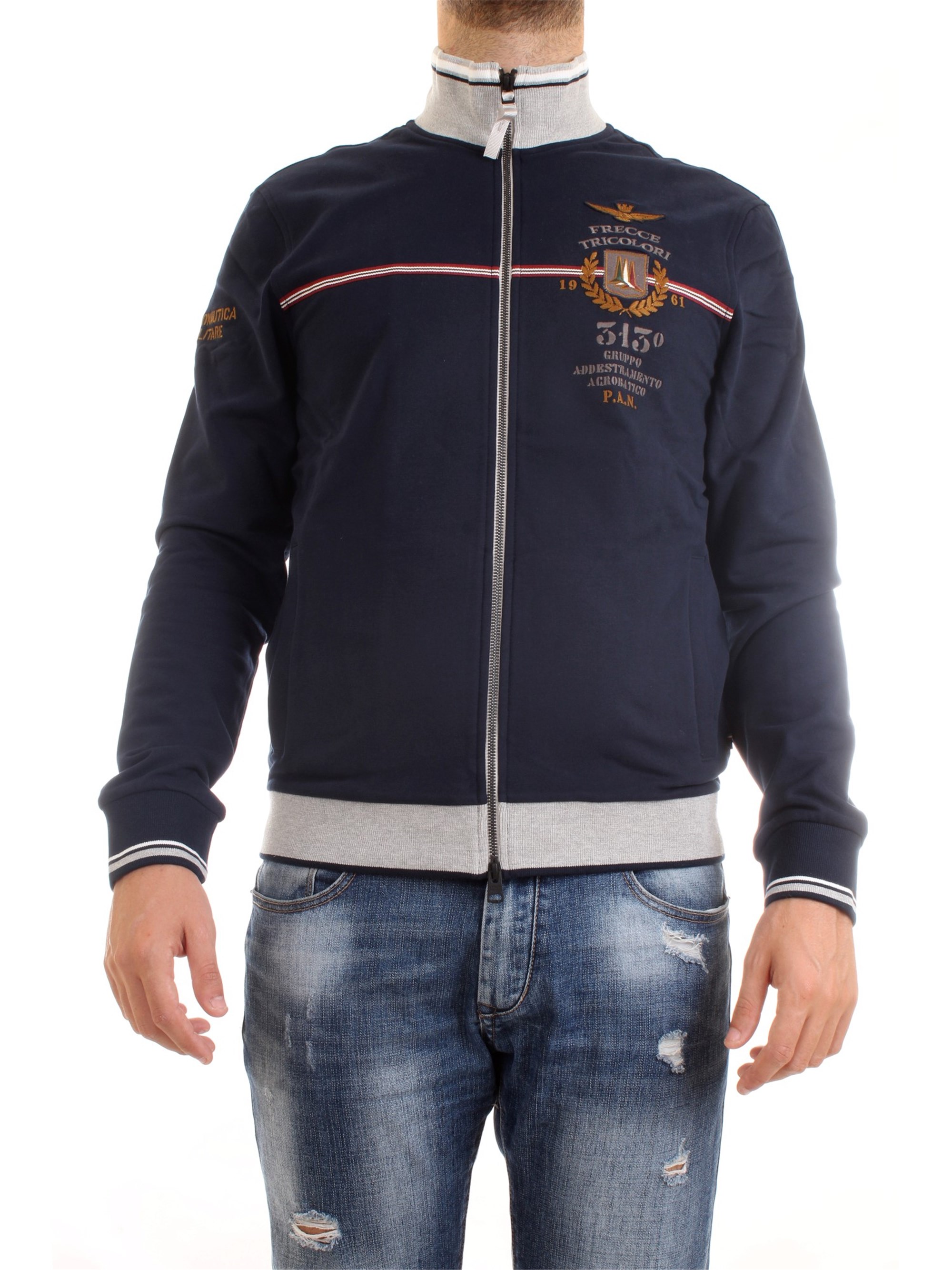 AERONAUTICA MILITARE 202FE1578F418 Blue Clothing Man Sweater AERONAUTICA MILITARE 202FE1578F418 Blue Clothing Man Sweater