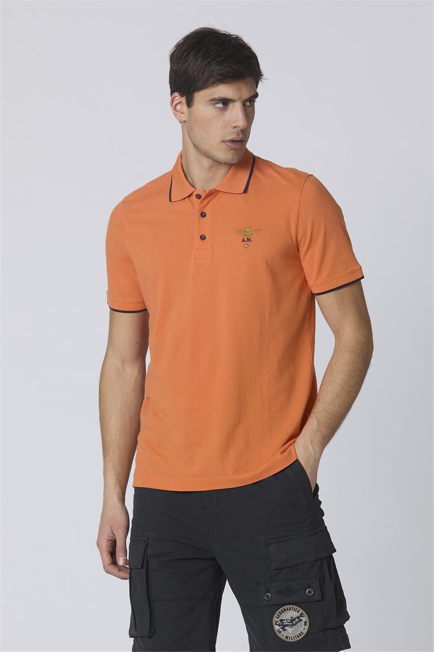 AERONAUTICA MILITARE 241PO1308P82 Arancione Abbigliamento Uomo Polo AERONAUTICA MILITARE 241PO1308P82 Arancione Abbigliamento Uomo Polo