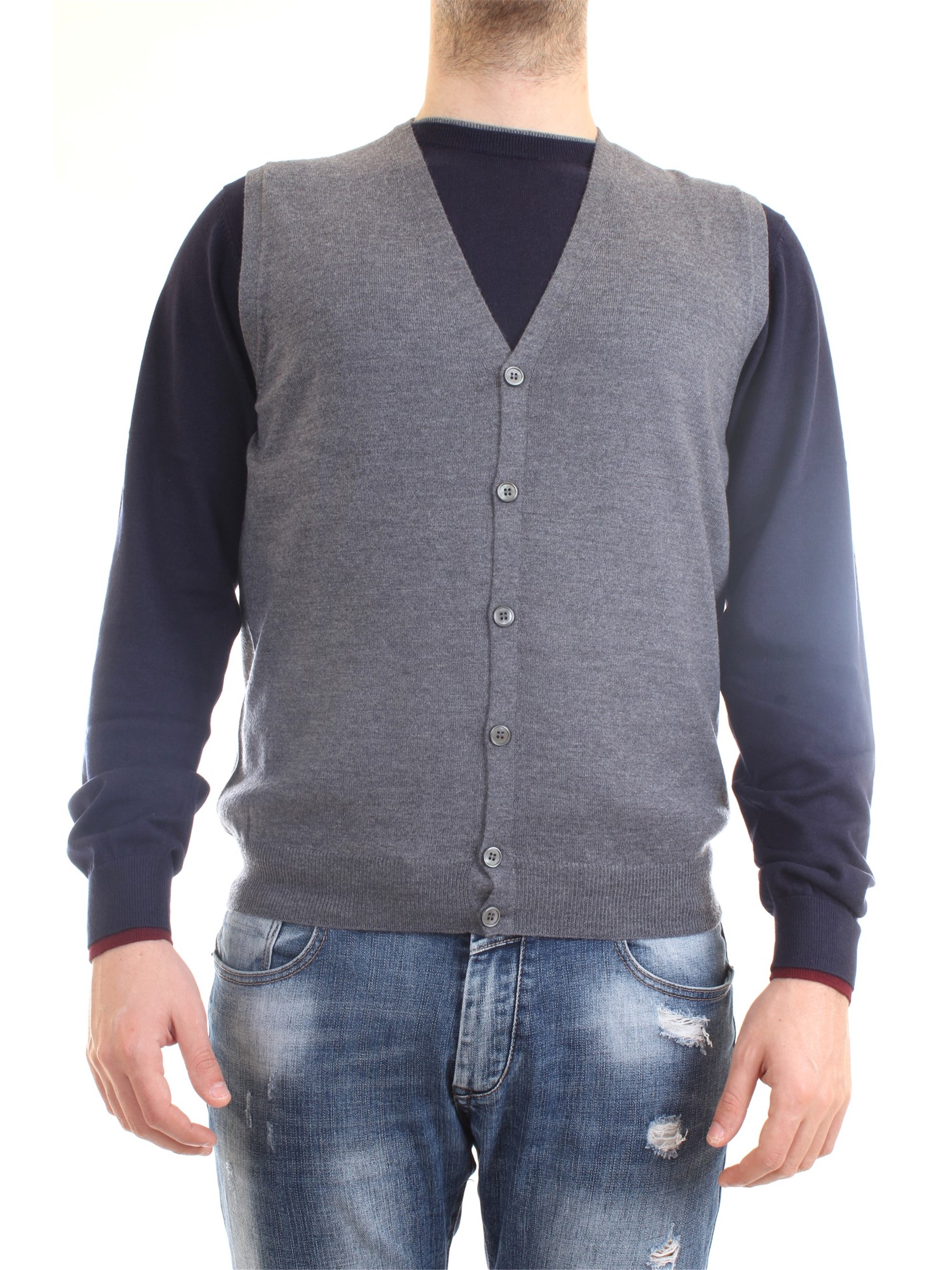 Gran Sasso 58182/14296 Grey Clothing Man Gilet Gran Sasso 58182/14296 Grey Clothing Man Gilet