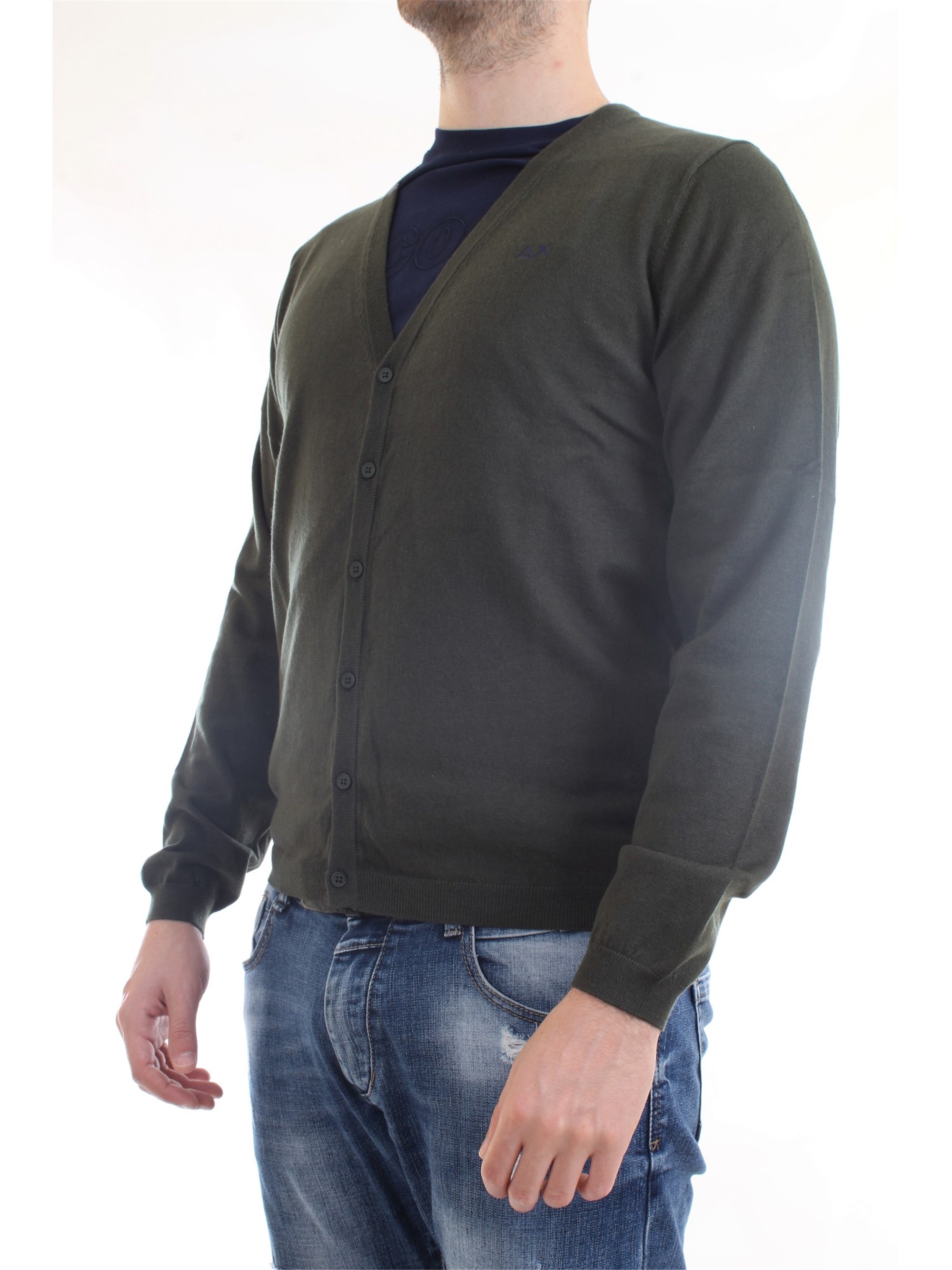 SUN68 K40103 Green Clothing Man Cardigan SUN68 K40103 Green Clothing Man Cardigan