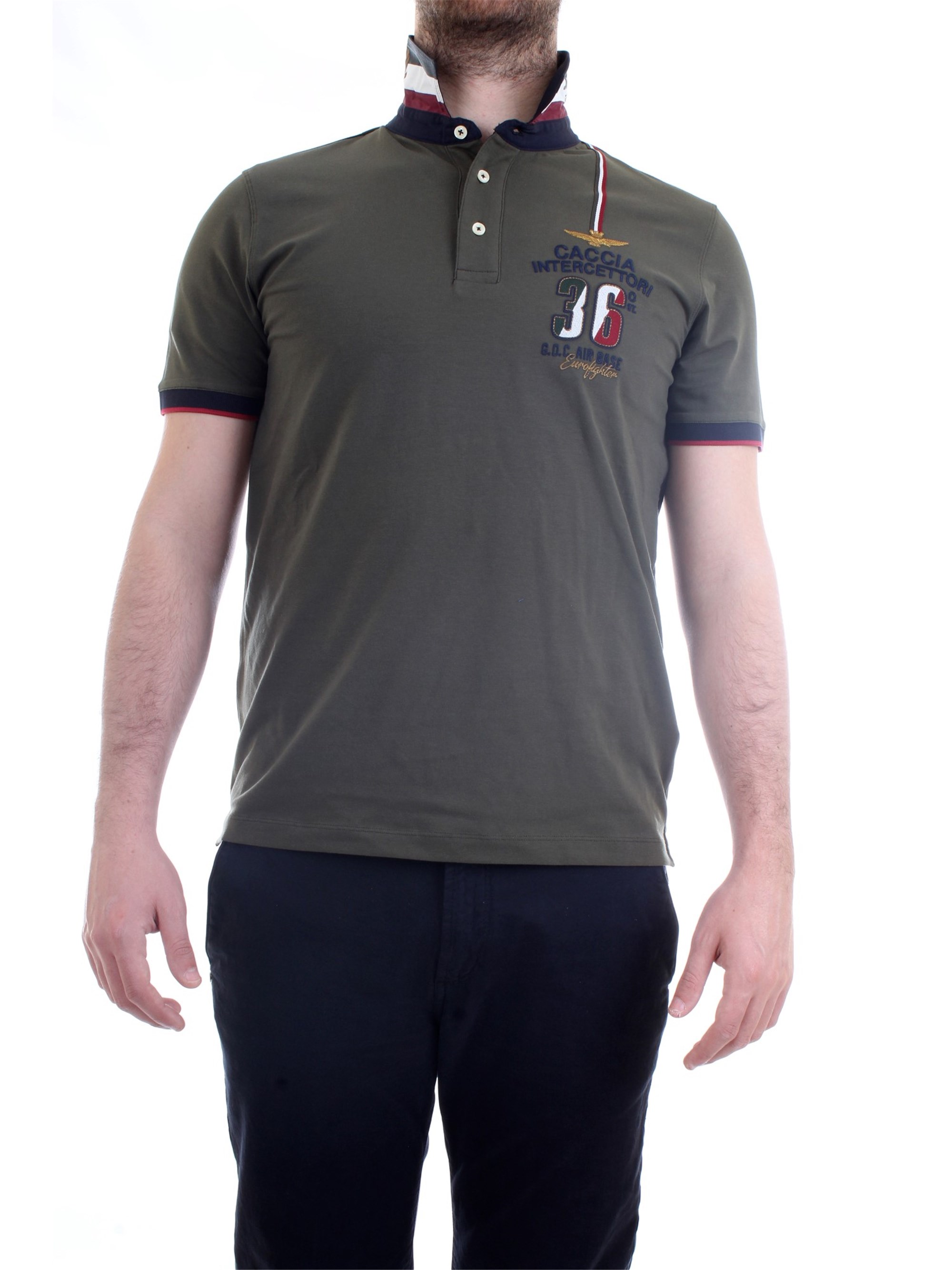 AERONAUTICA MILITARE 211PO1558JR469 Military green Clothing Man Polo shirt AERONAUTICA MILITARE 211PO1558JR469 Military green Clothing Man Polo shirt