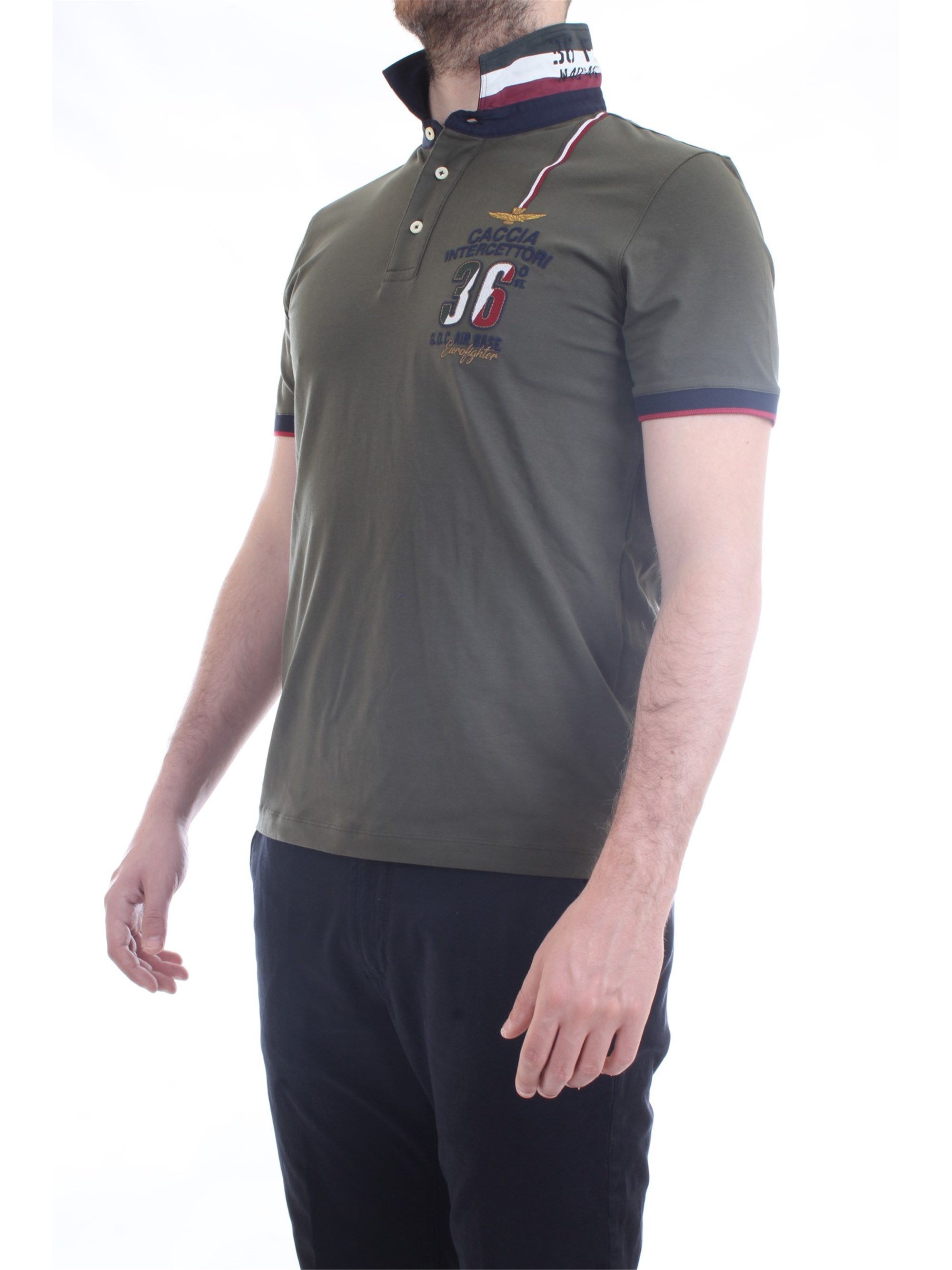 AERONAUTICA MILITARE 211PO1558JR469 Military green Clothing Man Polo shirt AERONAUTICA MILITARE 211PO1558JR469 Military green Clothing Man Polo shirt
