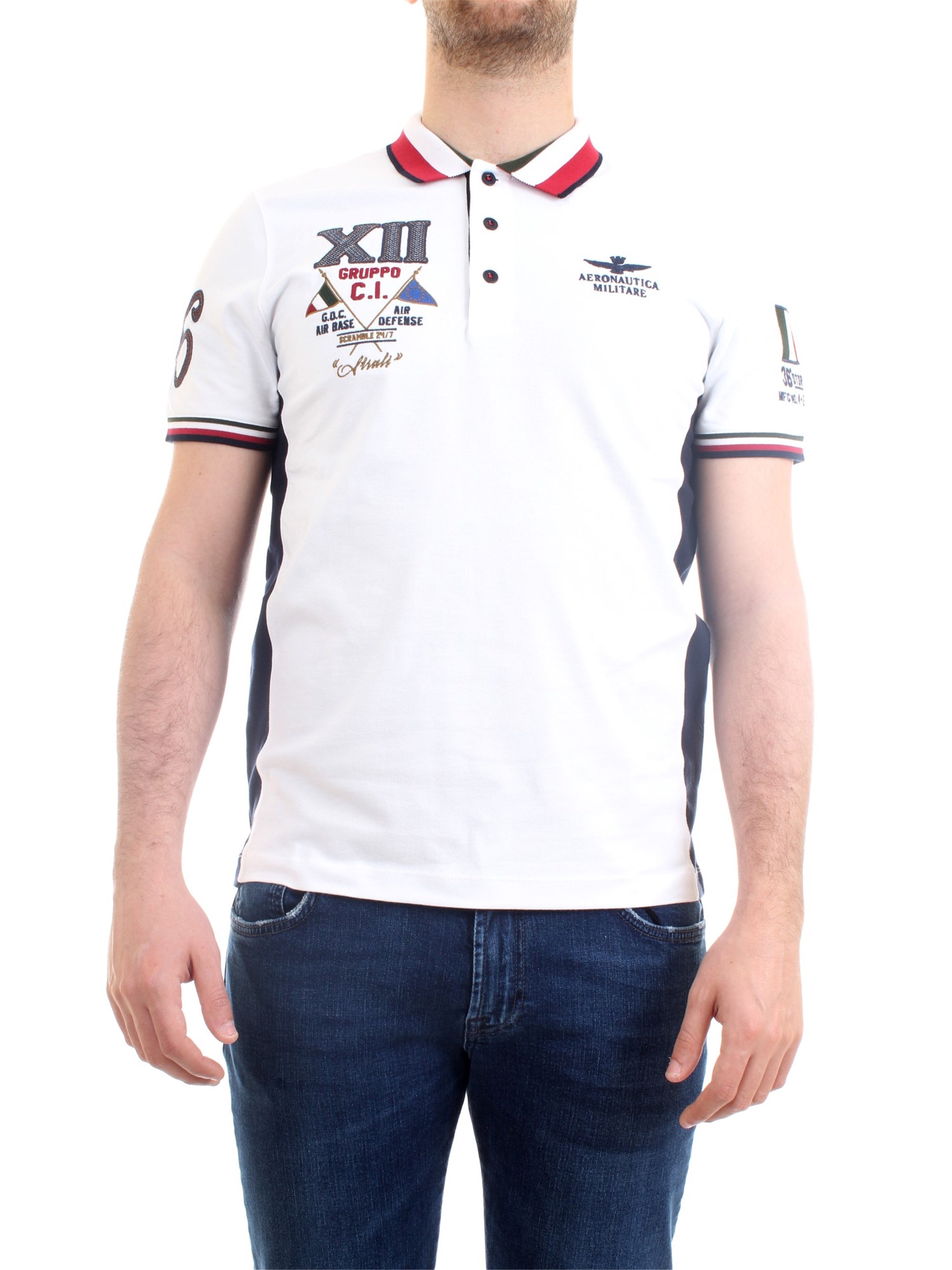 AERONAUTICA MILITARE 211PO1557P199 White Clothing Man Polo shirt AERONAUTICA MILITARE 211PO1557P199 White Clothing Man Polo shirt