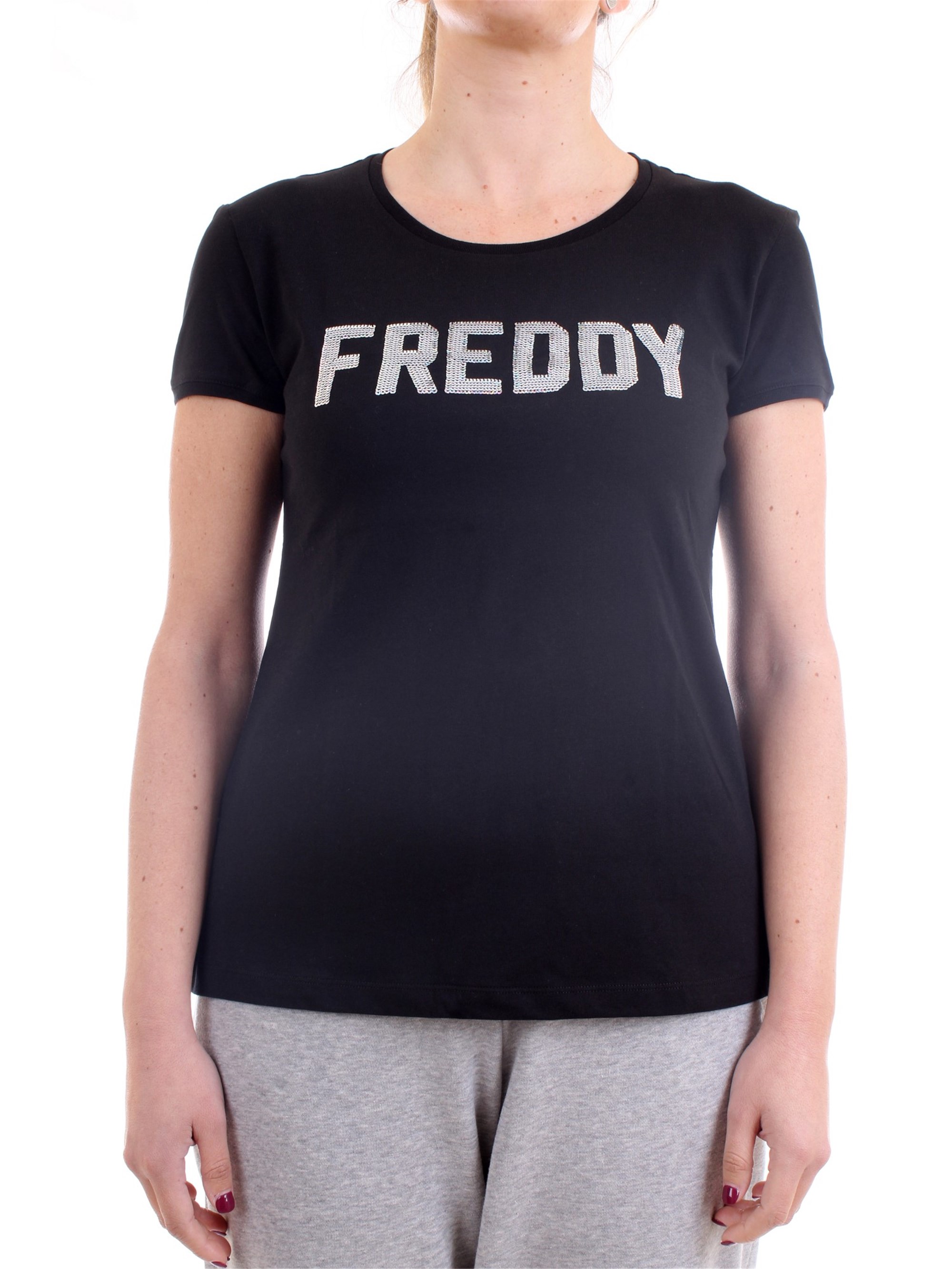 FREDDY S1WCLT1 Black Clothing Woman T-Shirt/Polo FREDDY S1WCLT1 Black Clothing Woman T-Shirt/Polo