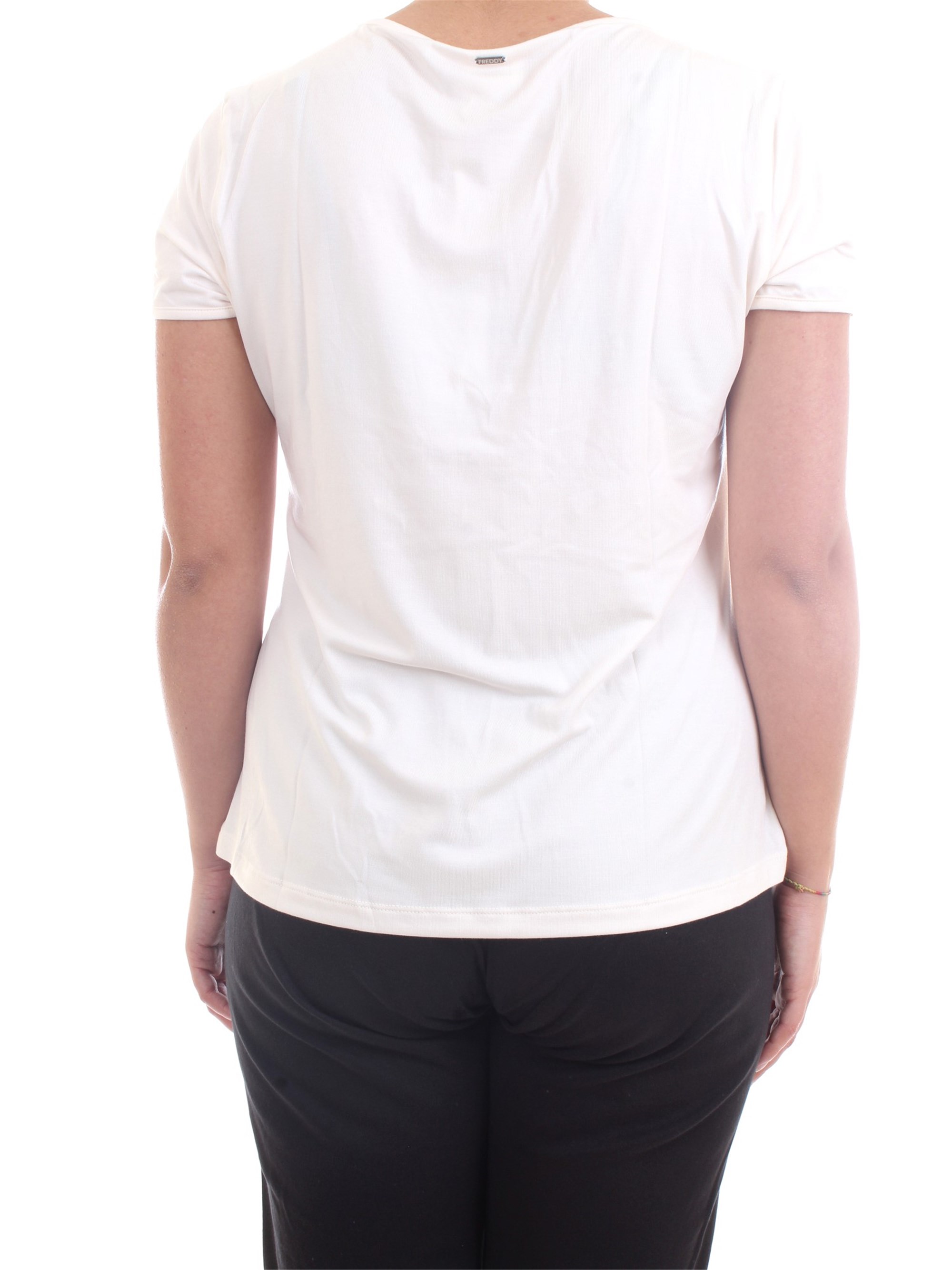 FREDDY S1WSLT6 Milk Clothing Woman T-Shirt/Polo FREDDY S1WSLT6 Milk Clothing Woman T-Shirt/Polo