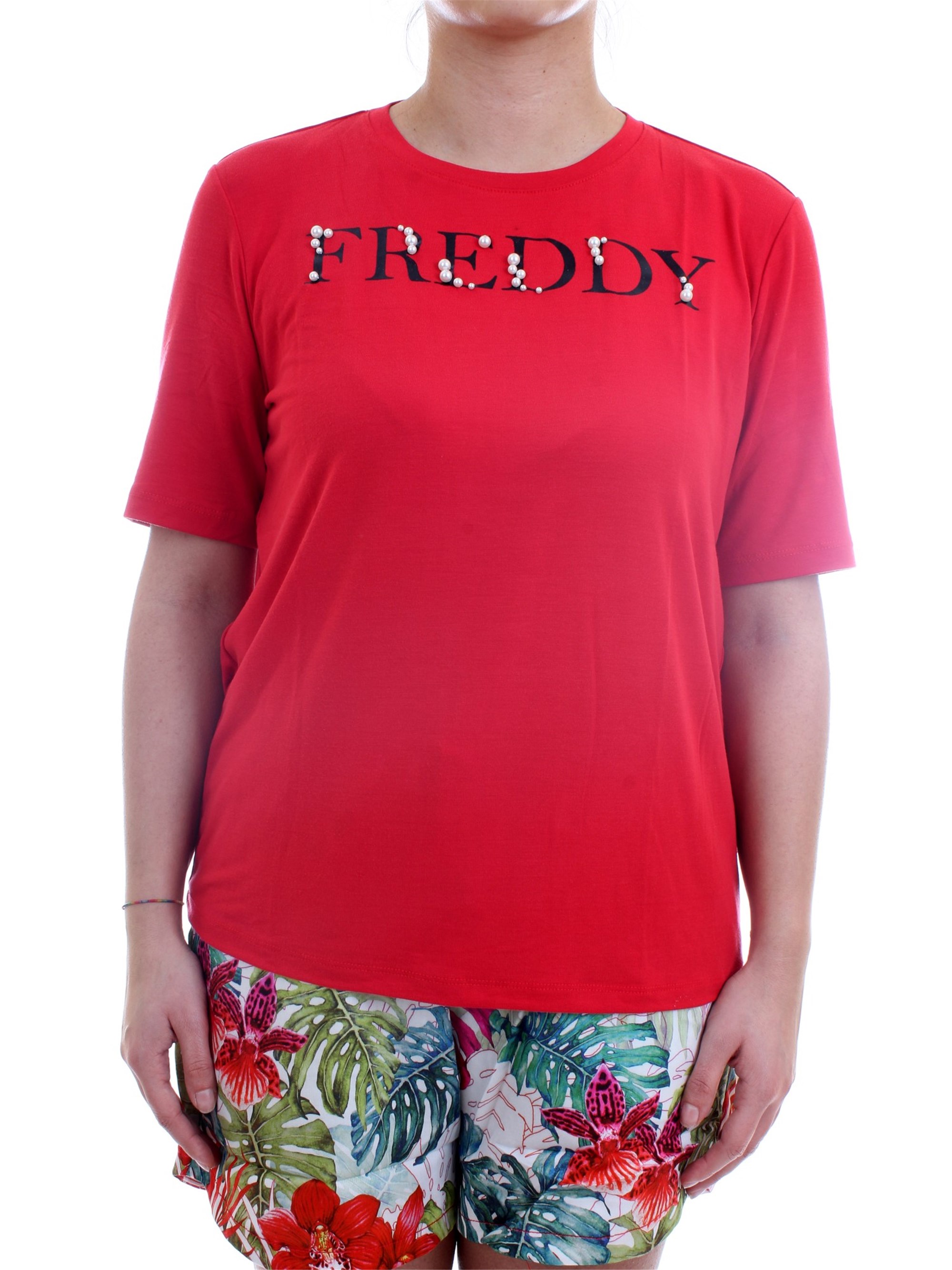FREDDY S1WSLT5 Red Clothing Woman T-Shirt/Polo FREDDY S1WSLT5 Red Clothing Woman T-Shirt/Polo