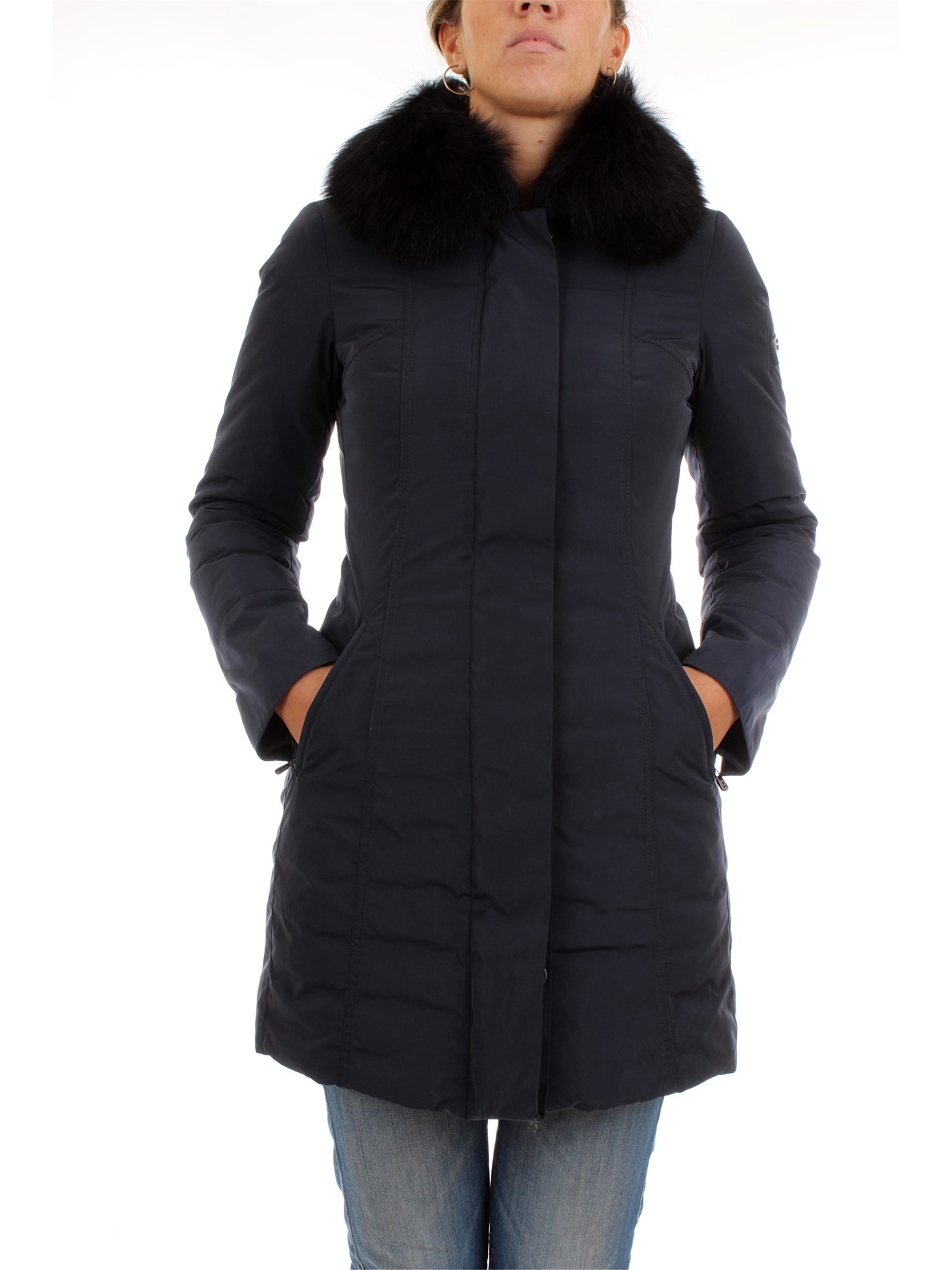 PEUTEREY PED2275 Blue Clothing Woman Overcoat PEUTEREY PED2275 Blue Clothing Woman Overcoat