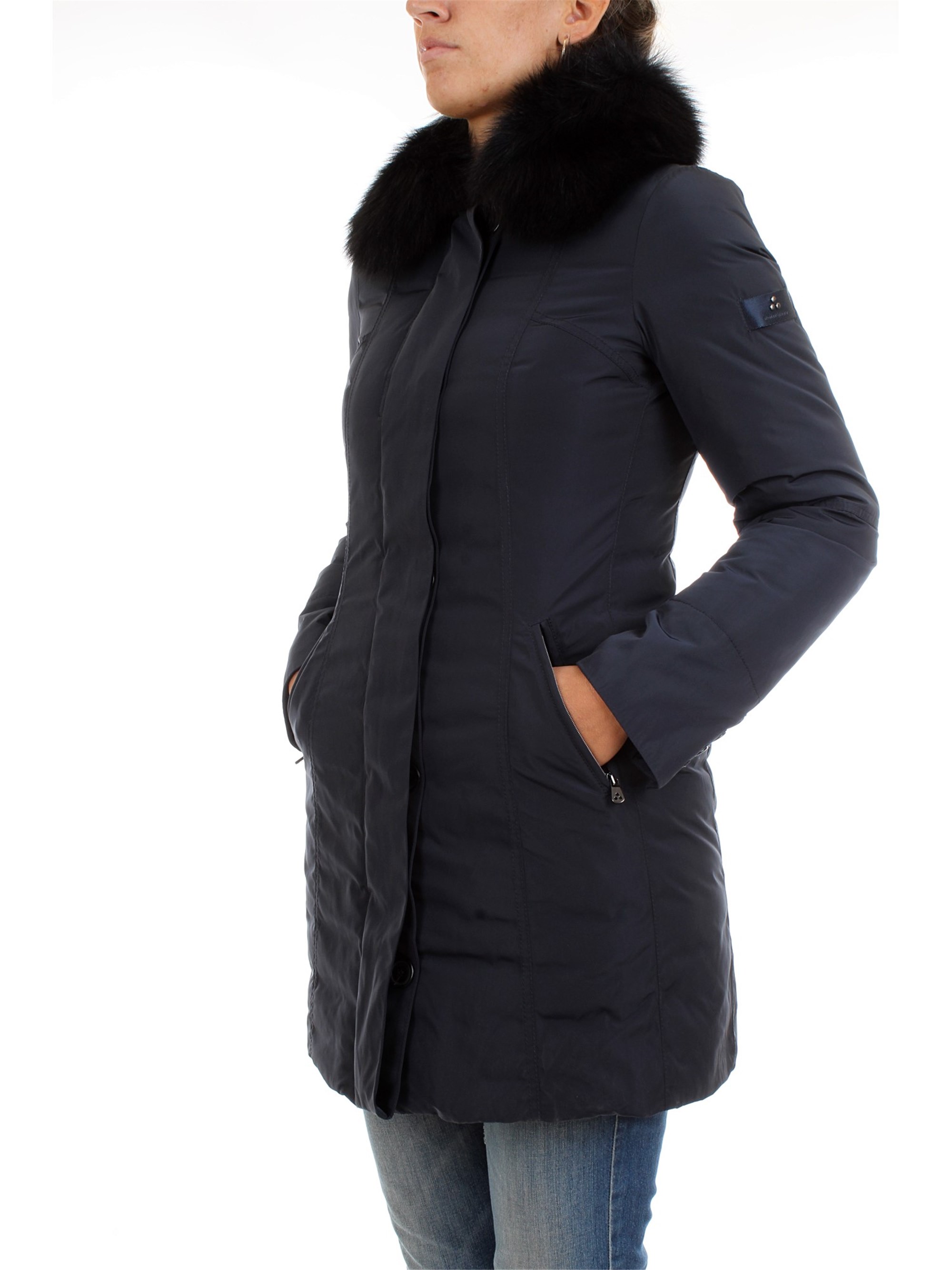 PEUTEREY PED2275 Blue Clothing Woman Overcoat PEUTEREY PED2275 Blue Clothing Woman Overcoat