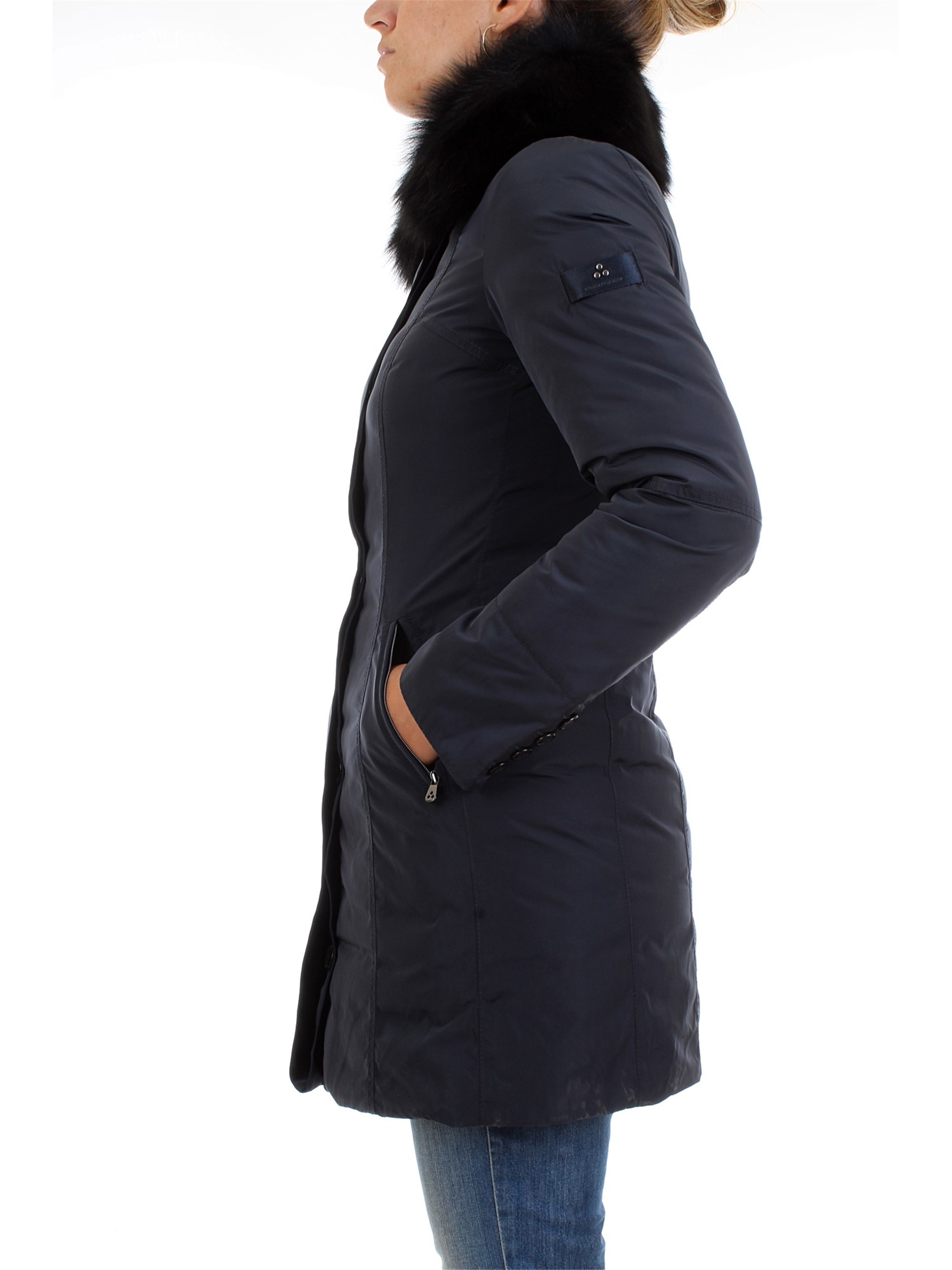 PEUTEREY PED2275 Blue Clothing Woman Overcoat PEUTEREY PED2275 Blue Clothing Woman Overcoat