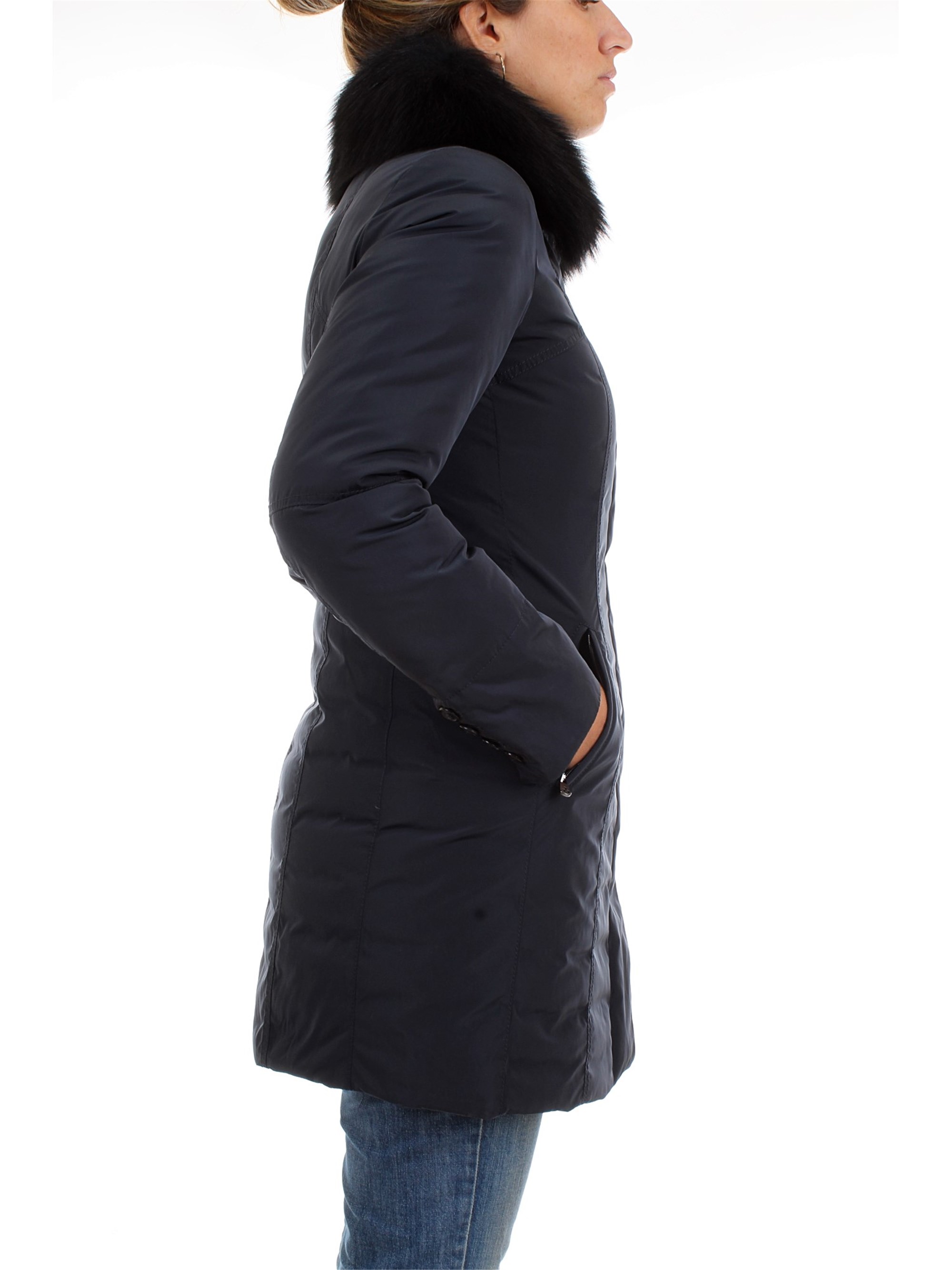 PEUTEREY PED2275 Blue Clothing Woman Overcoat PEUTEREY PED2275 Blue Clothing Woman Overcoat