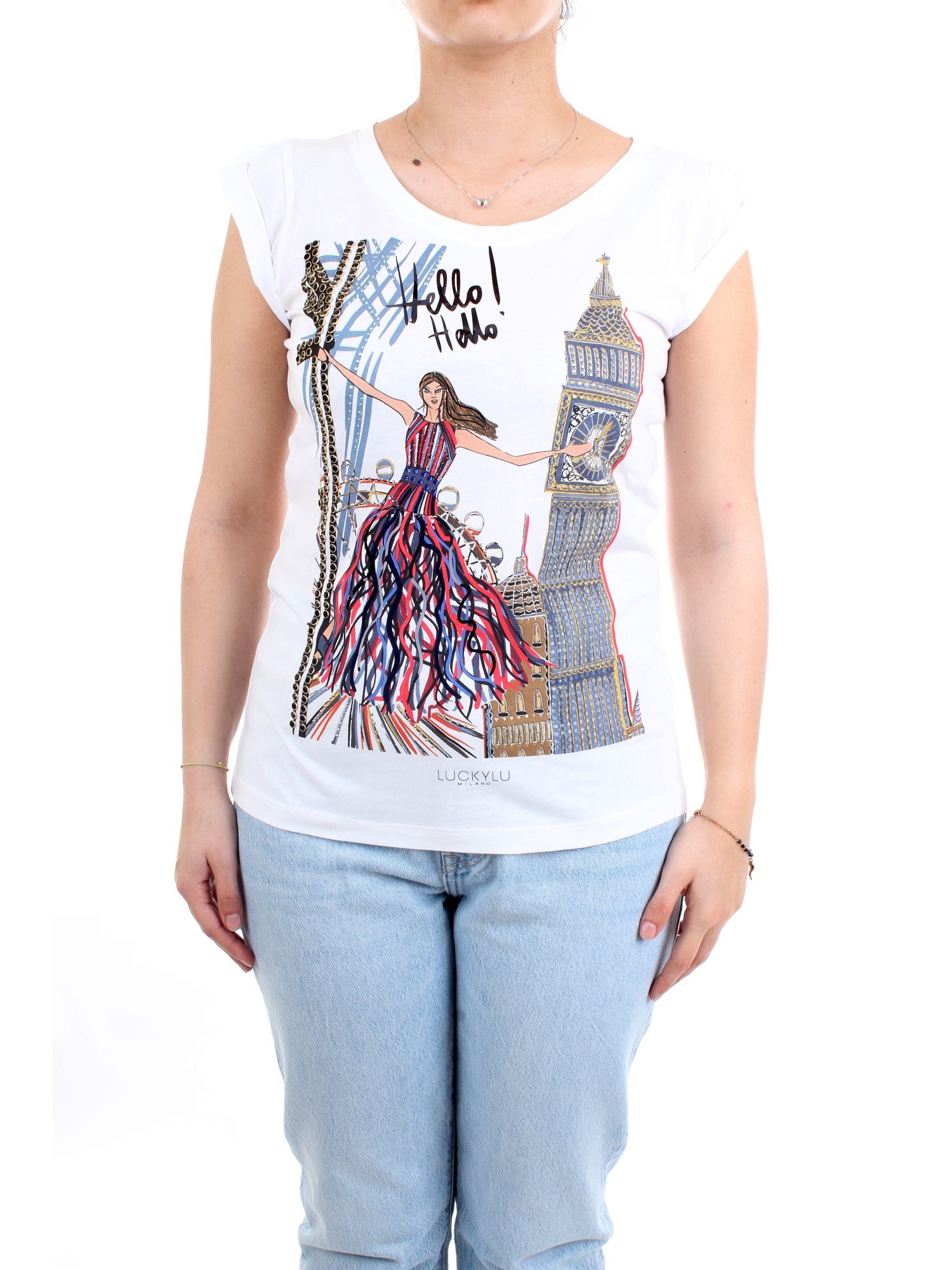 LUCKYLU TS11JJ White Clothing Woman T-Shirt/Polo LUCKYLU TS11JJ White Clothing Woman T-Shirt/Polo