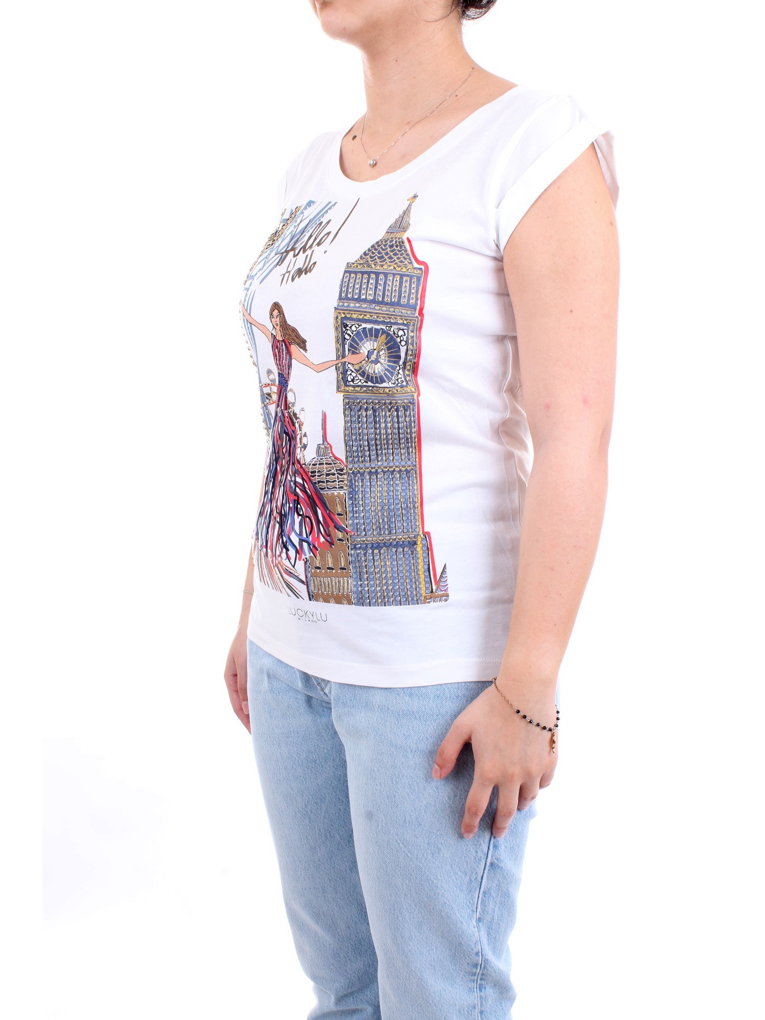 LUCKYLU TS11JJ White Clothing Woman T-Shirt/Polo LUCKYLU TS11JJ White Clothing Woman T-Shirt/Polo