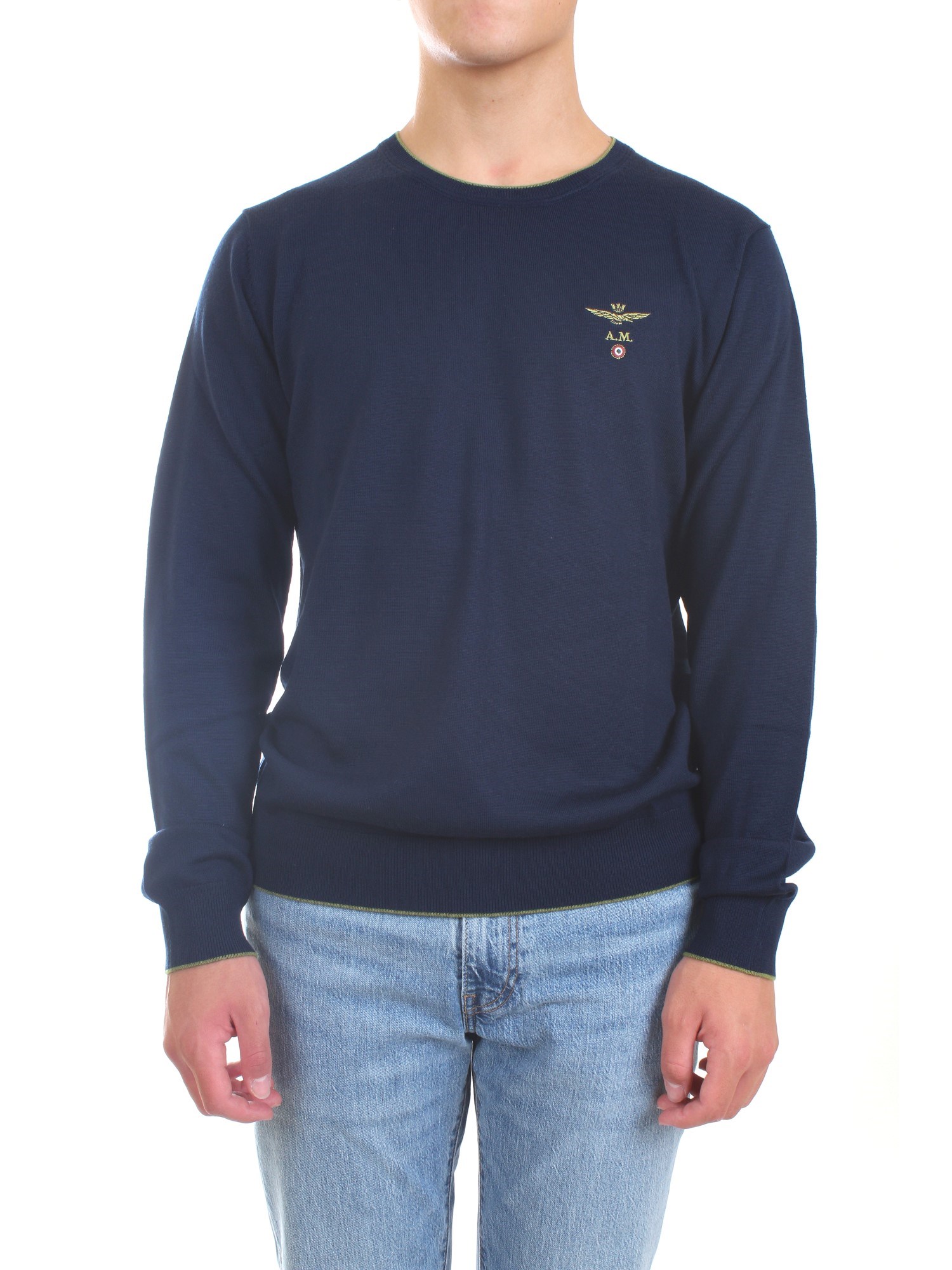 AERONAUTICA MILITARE 212MA1344L415 Blue Clothing Man Sweater AERONAUTICA MILITARE 212MA1344L415 Blue Clothing Man Sweater