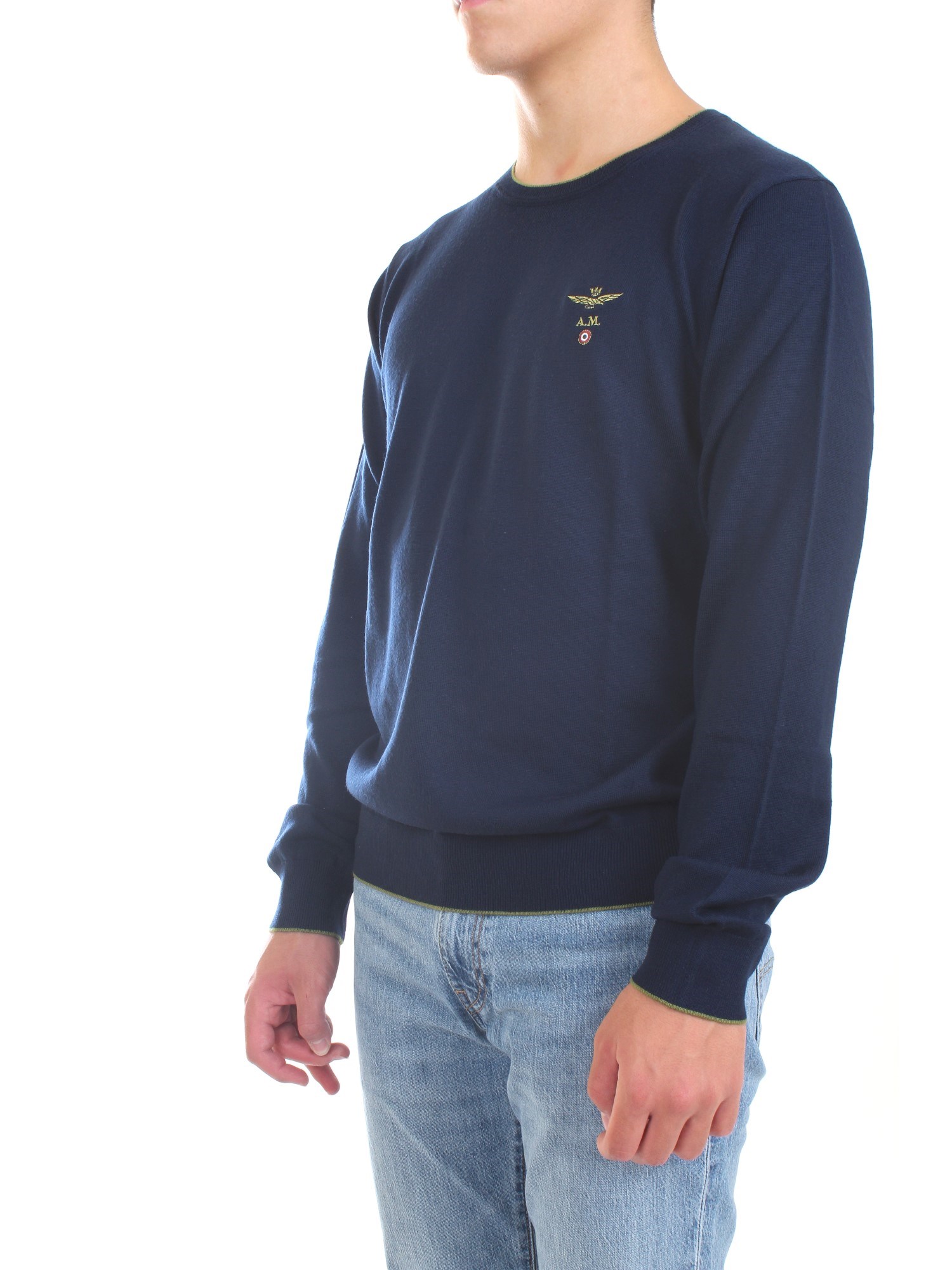 AERONAUTICA MILITARE 212MA1344L415 Blue Clothing Man Sweater AERONAUTICA MILITARE 212MA1344L415 Blue Clothing Man Sweater