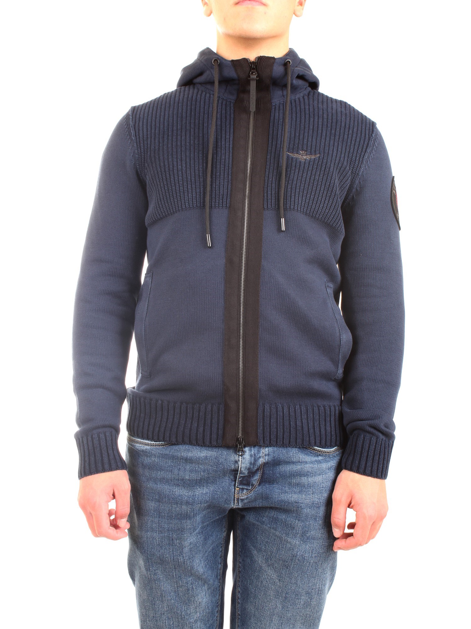 AERONAUTICA MILITARE 212MA1347L385 Blue Clothing Man Sweater AERONAUTICA MILITARE 212MA1347L385 Blue Clothing Man Sweater