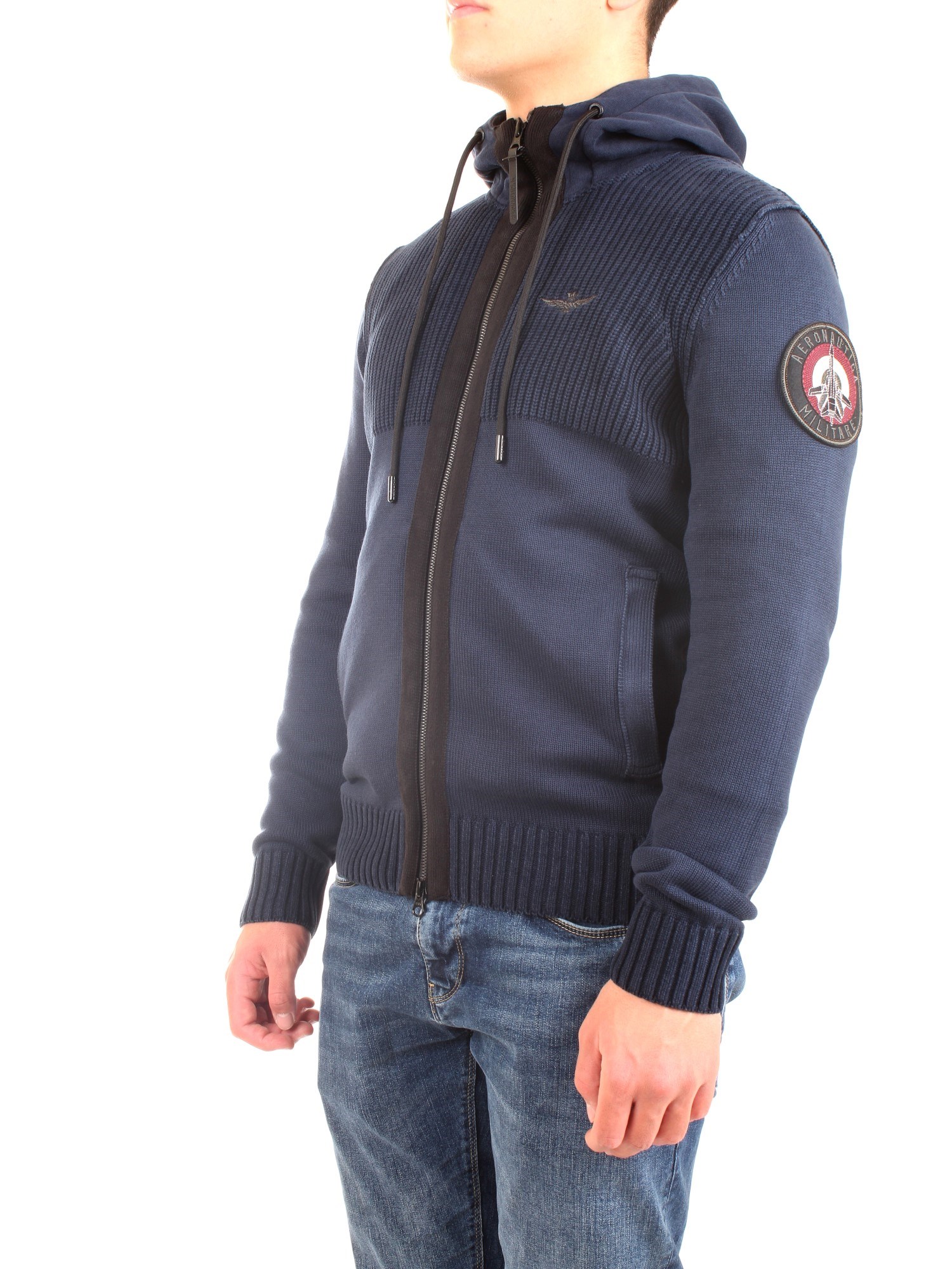AERONAUTICA MILITARE 212MA1347L385 Blue Clothing Man Sweater AERONAUTICA MILITARE 212MA1347L385 Blue Clothing Man Sweater