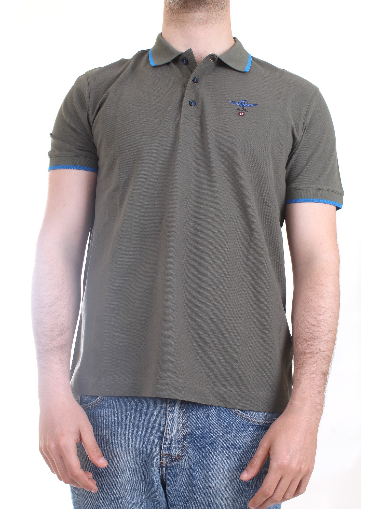 AERONAUTICA MILITARE 221PO1604P82 Military green Clothing Man Polo shirt AERONAUTICA MILITARE 221PO1604P82 Military green Clothing Man Polo shirt