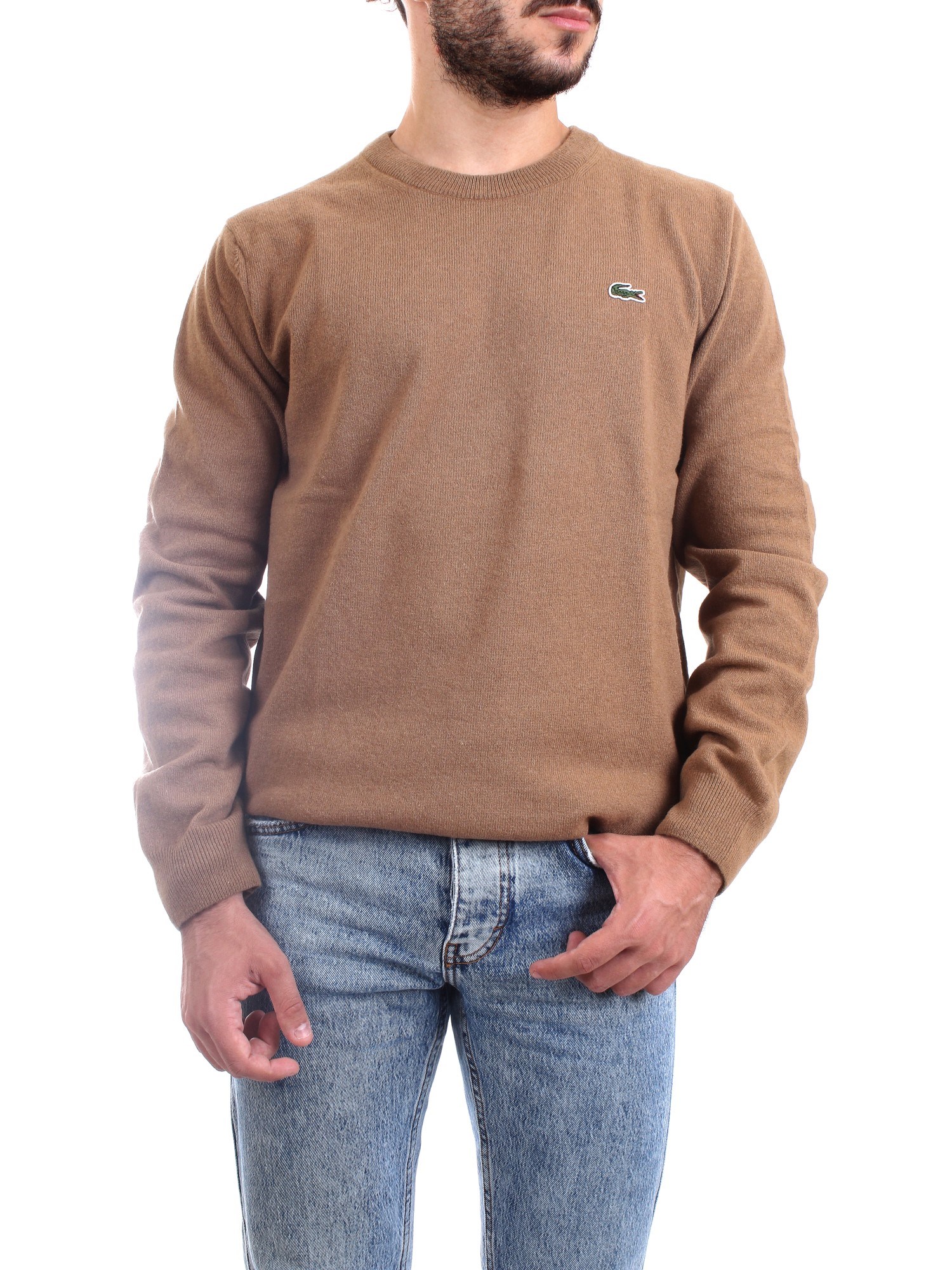 Lacoste AH3449 00 Brown Clothing Man Pullover Lacoste AH3449 00 Brown Clothing Man Pullover