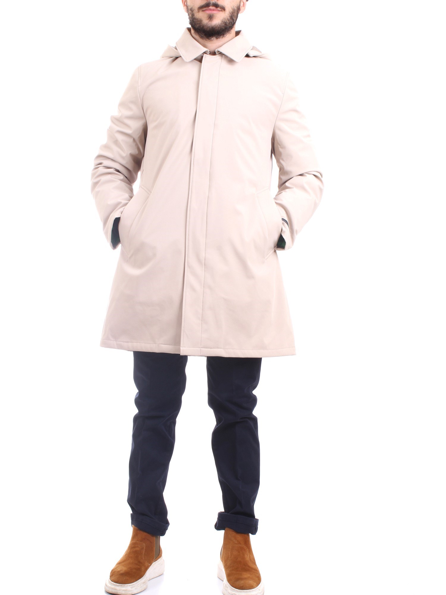 MANUEL RITZ 3332H8400 Beige Clothing Man Overcoat MANUEL RITZ 3332H8400 Beige Clothing Man Overcoat