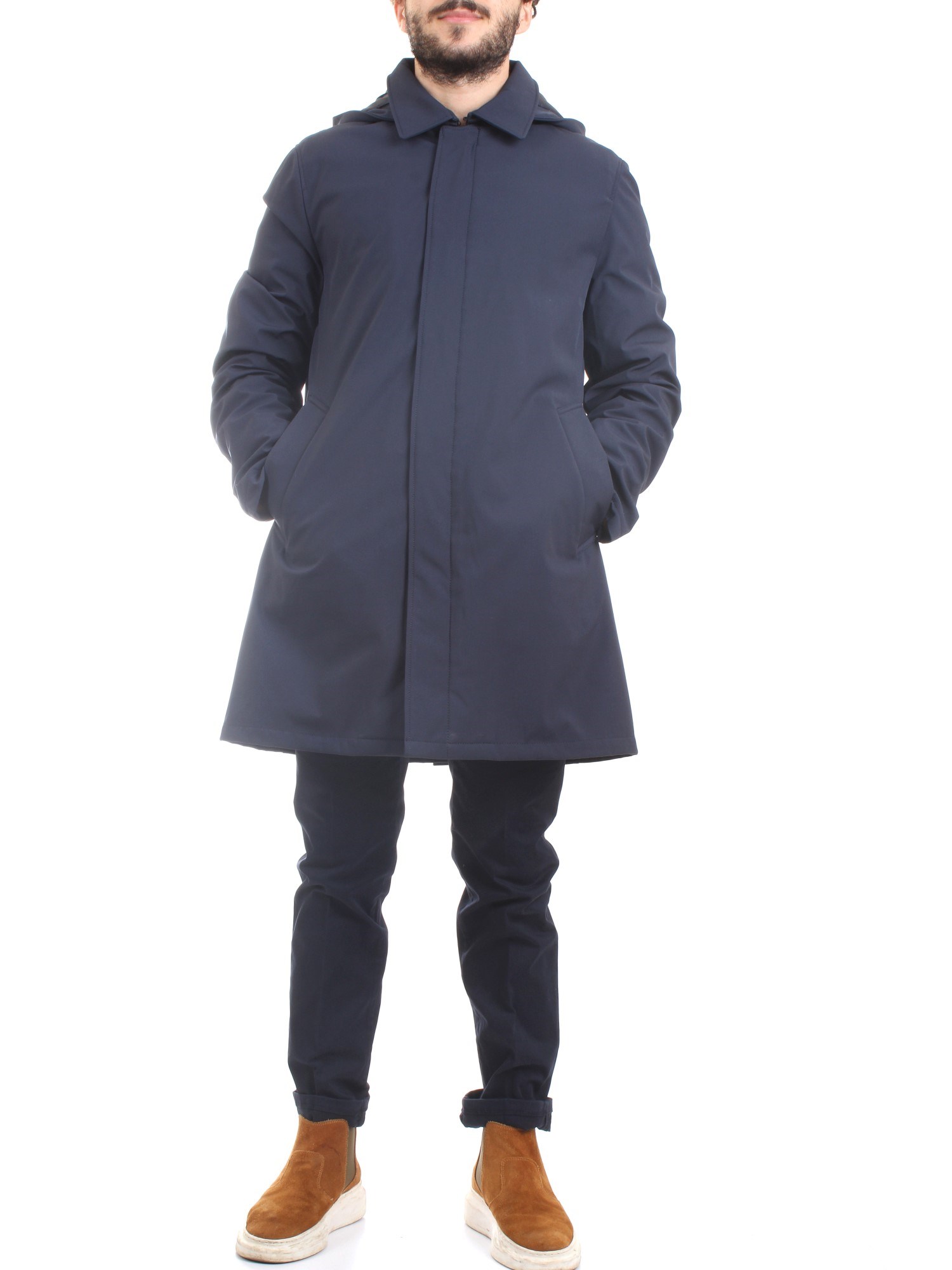 MANUEL RITZ GBDA2001 Blue Clothing Man Overcoat MANUEL RITZ GBDA2001 Blue Clothing Man Overcoat