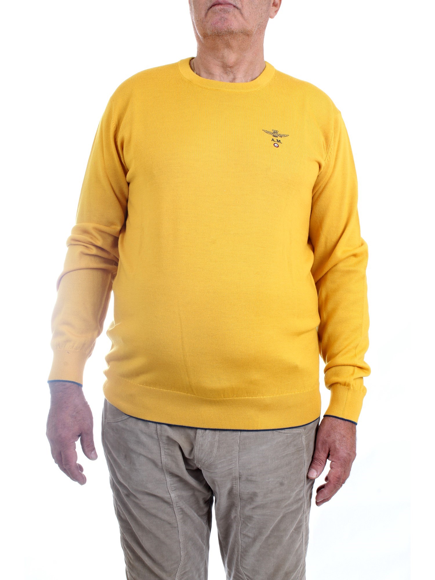 AERONAUTICA MILITARE 222MA1388L415 Yellow Clothing Man Pullover AERONAUTICA MILITARE 222MA1388L415 Yellow Clothing Man Pullover