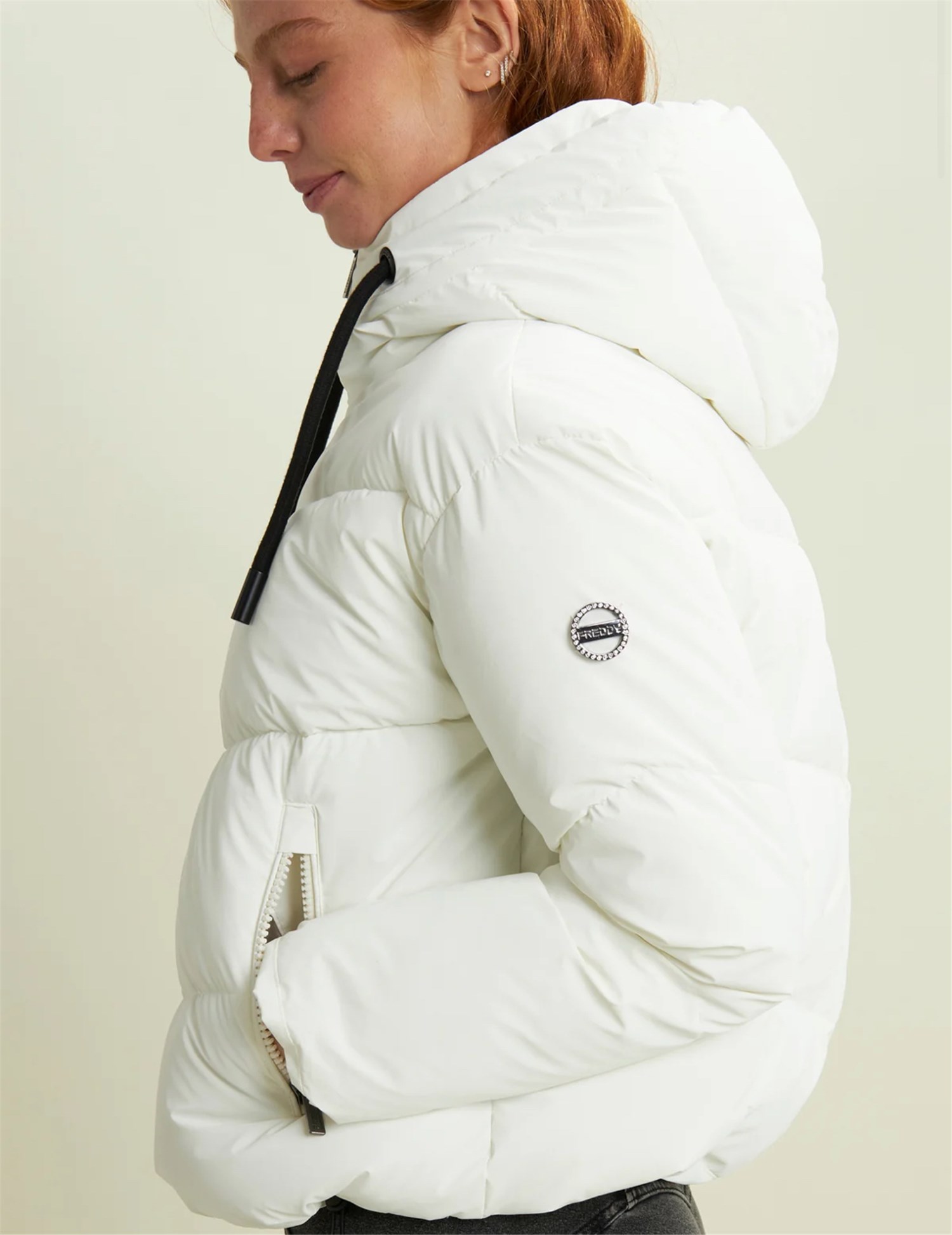 FREDDY F25WPJJ14 Bianco Abbigliamento Donna Piumino FREDDY F25WPJJ14 Bianco Abbigliamento Donna Piumino