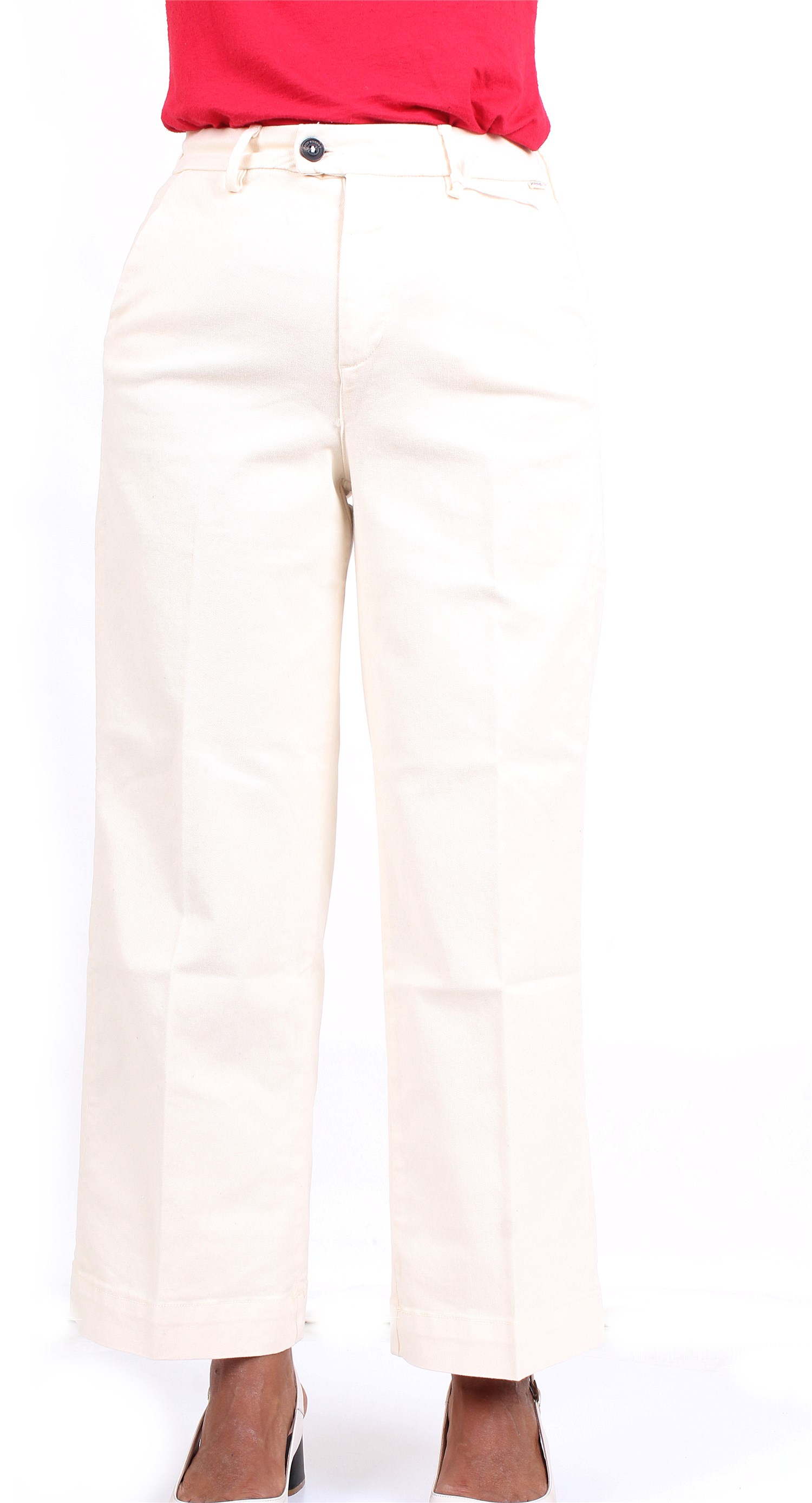 ROY ROGER'S RND032P4030112 Milk Clothing Woman Trousers ROY ROGER'S RND032P4030112 Milk Clothing Woman Trousers