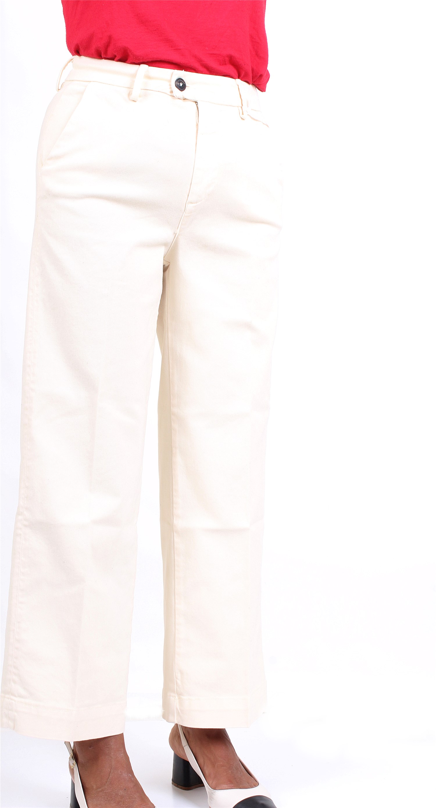 ROY ROGER'S RND032P4030112 Milk Clothing Woman Trousers ROY ROGER'S RND032P4030112 Milk Clothing Woman Trousers