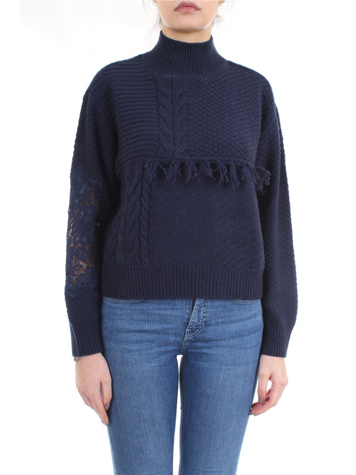 LE COEUR TWINSET 192ST3050 Blue Clothing Woman Sweater LE COEUR TWINSET 192ST3050 Blue Clothing Woman Sweater