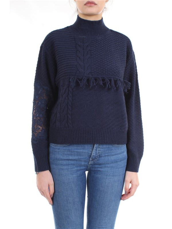 LE COEUR TWINSET 192ST3050 Blue Clothing Woman Sweater LE COEUR TWINSET 192ST3050 Blue Clothing Woman Sweater