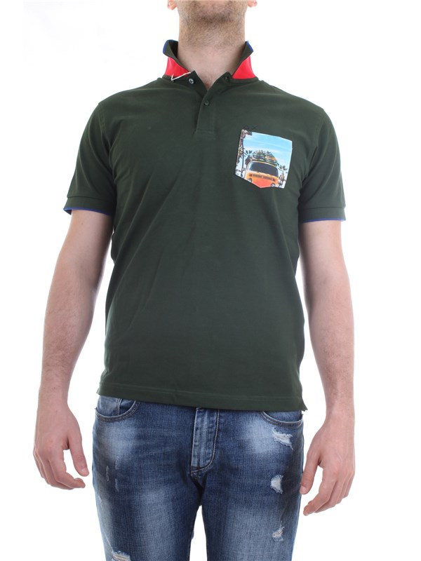 SUN68 A30118 Green Clothing Man Polo shirt SUN68 A30118 Green Clothing Man Polo shirt