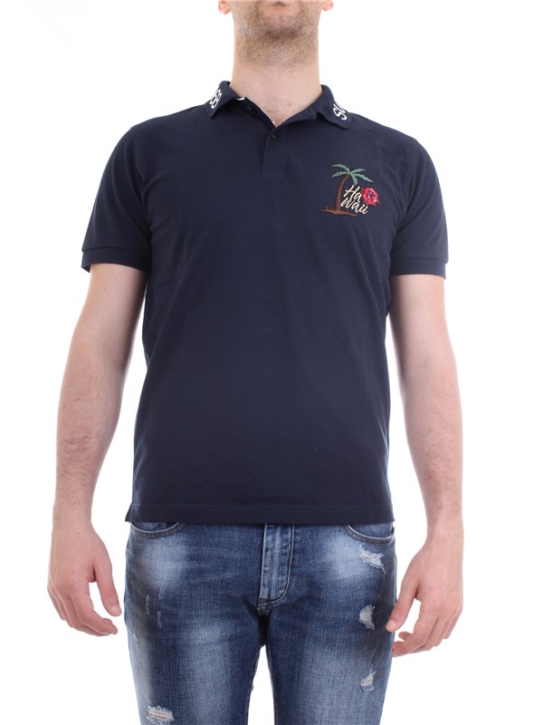 SUN68 A30125 Blue Clothing Man Polo shirt SUN68 A30125 Blue Clothing Man Polo shirt