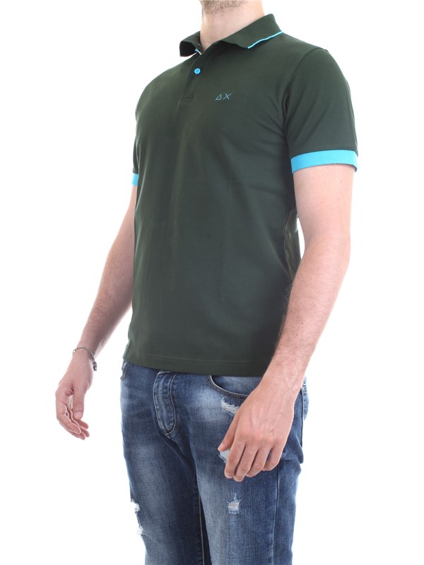 SUN68 A30114 Verde Abbigliamento Uomo Polo