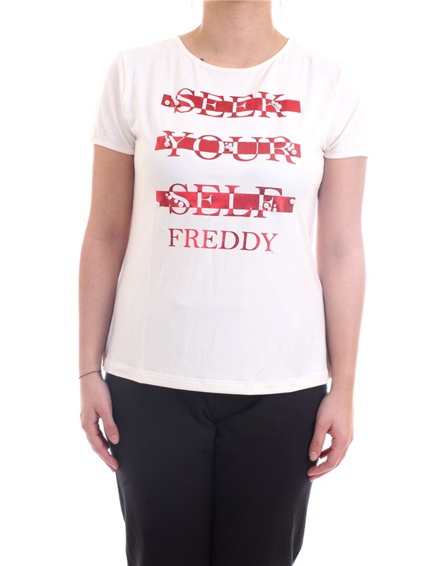 FREDDY S1WSLT6 Milk Clothing Woman T-Shirt/Polo FREDDY S1WSLT6 Milk Clothing Woman T-Shirt/Polo