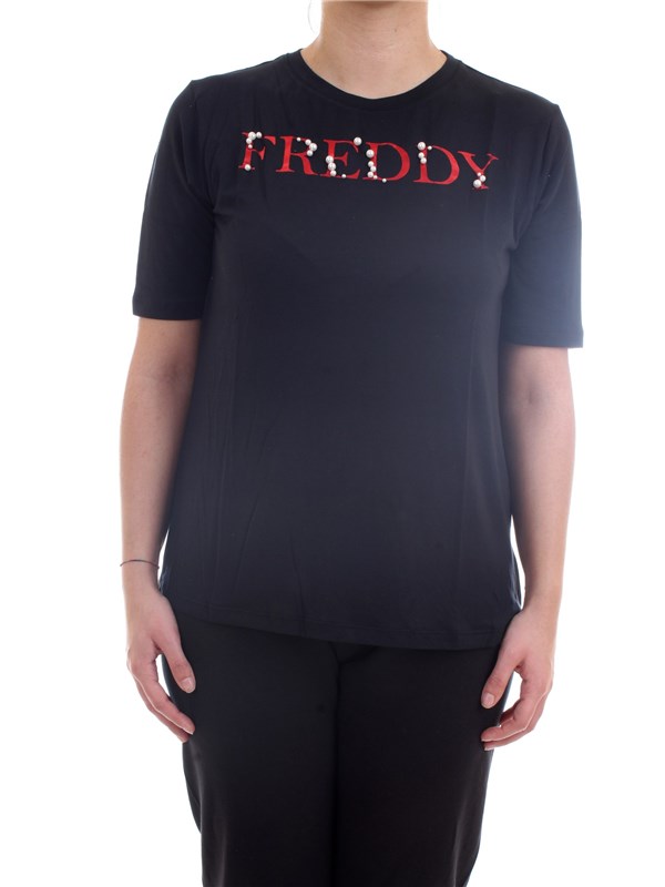 FREDDY S1WSLT5 Nero Abbigliamento Donna T-Shirt