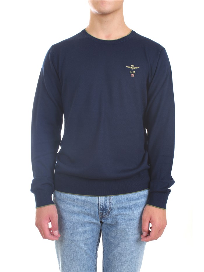 AERONAUTICA MILITARE 212MA1344L415 Blue Clothing Man Sweater AERONAUTICA MILITARE 212MA1344L415 Blue Clothing Man Sweater