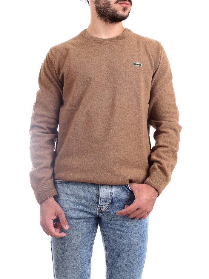 Lacoste AH3449 00 Brown Clothing Man Pullover Lacoste AH3449 00 Brown Clothing Man Pullover