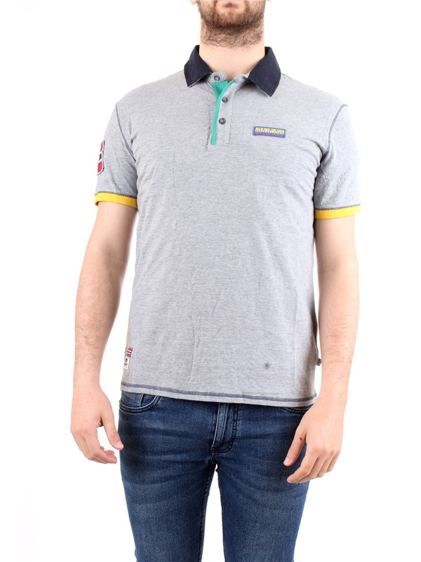 NAPAPIJRI N0YIG1 Grey Clothing Man Polo shirt NAPAPIJRI N0YIG1 Grey Clothing Man Polo shirt