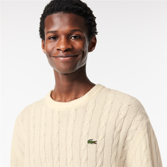 Lacoste AH8566 Bianco Abbigliamento Uomo Maglia