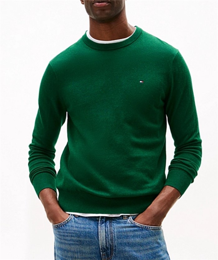 TOMMY HILFIGER MW0MW28046 Verde Abbigliamento Uomo Maglioni